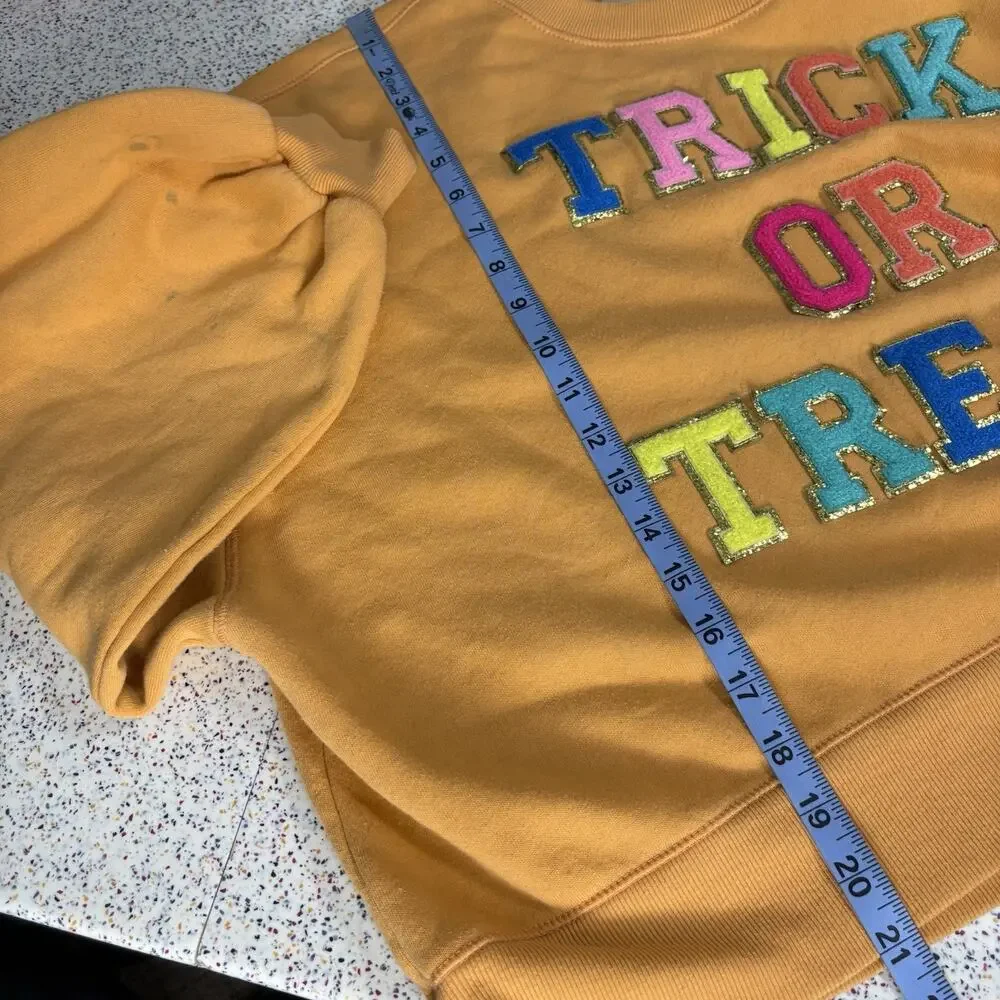JUDITH MARCH Women’s Trick Or Treat Orange Sweatshirt Halloween Mom OS Stain